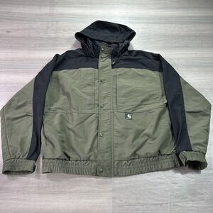 Carhartt Jacket Mens XL Green Black Hooded Insulated Workwear Outdoor Coat
